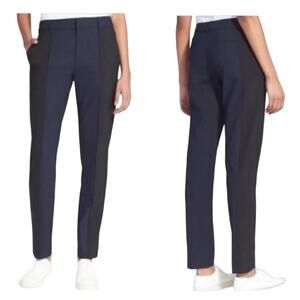 Vince Pants Wool Trousers Colorblock Contrast Skinny Ankle Navy Blue Black 6